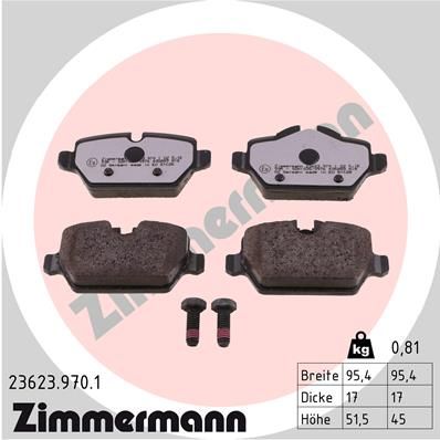 ZIMMERMANN Комплект тормозных колодок, дисковый тормоз 23623.970.1