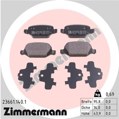 ZIMMERMANN Комплект тормозных колодок, дисковый тормоз 23661.140.1