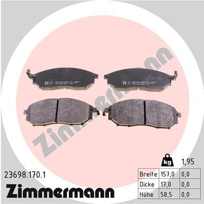 ZIMMERMANN Комплект тормозных колодок, дисковый тормоз 23698.170.1