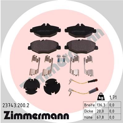 ZIMMERMANN Комплект тормозных колодок, дисковый тормоз 23743.200.2