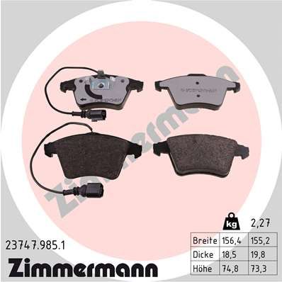 ZIMMERMANN Комплект тормозных колодок, дисковый тормоз 23747.985.1