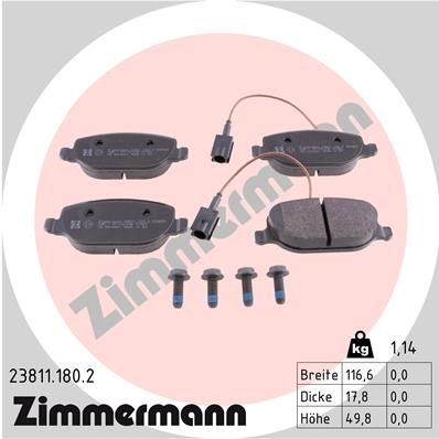 ZIMMERMANN stabdžių trinkelių rinkinys, diskinis stabdys 23811.180.2