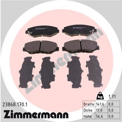 ZIMMERMANN Комплект тормозных колодок, дисковый тормоз 23868.170.1