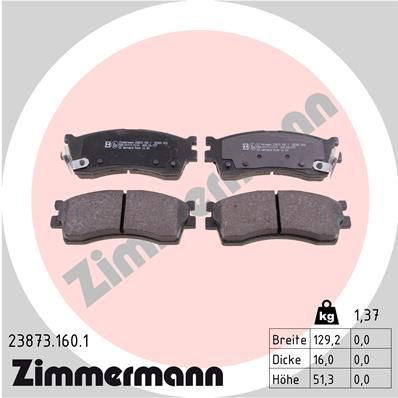 ZIMMERMANN Комплект тормозных колодок, дисковый тормоз 23873.160.1