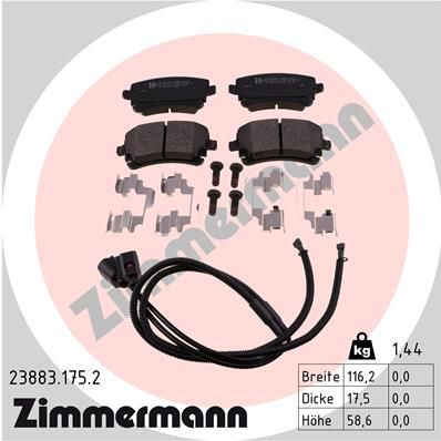 ZIMMERMANN Комплект тормозных колодок, дисковый тормоз 23883.175.2