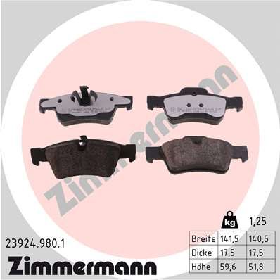 ZIMMERMANN Комплект тормозных колодок, дисковый тормоз 23924.980.1