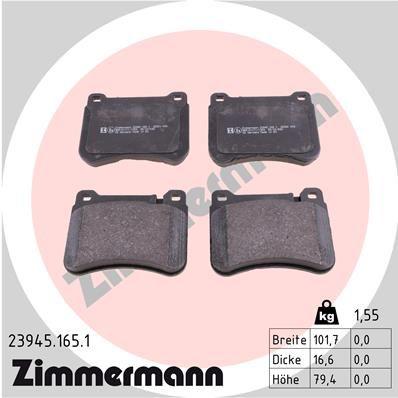 ZIMMERMANN Комплект тормозных колодок, дисковый тормоз 23945.165.1