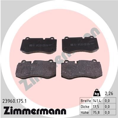 ZIMMERMANN Комплект тормозных колодок, дисковый тормоз 23960.175.1