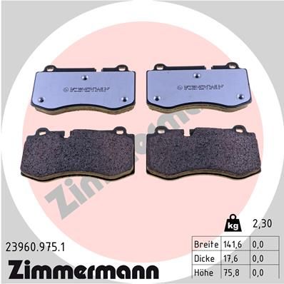 ZIMMERMANN Комплект тормозных колодок, дисковый тормоз 23960.975.1