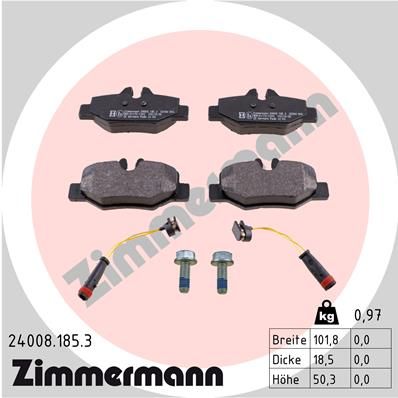 ZIMMERMANN Комплект тормозных колодок, дисковый тормоз 24008.185.3