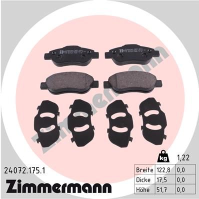 ZIMMERMANN Комплект тормозных колодок, дисковый тормоз 24072.175.1