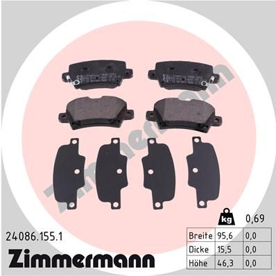 ZIMMERMANN Комплект тормозных колодок, дисковый тормоз 24086.155.1