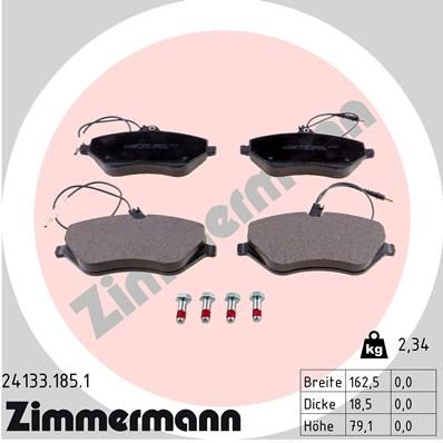 ZIMMERMANN Комплект тормозных колодок, дисковый тормоз 24133.185.1