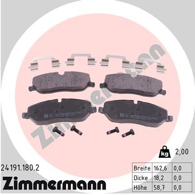 ZIMMERMANN stabdžių trinkelių rinkinys, diskinis stabdys 24191.180.2