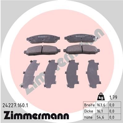 ZIMMERMANN Комплект тормозных колодок, дисковый тормоз 24227.160.1