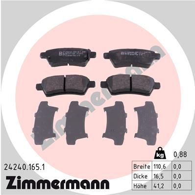 ZIMMERMANN Комплект тормозных колодок, дисковый тормоз 24240.165.1