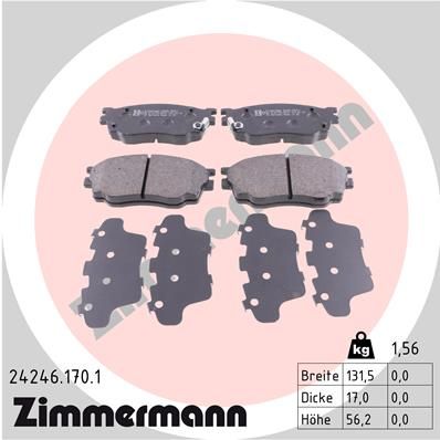 ZIMMERMANN Комплект тормозных колодок, дисковый тормоз 24246.170.1
