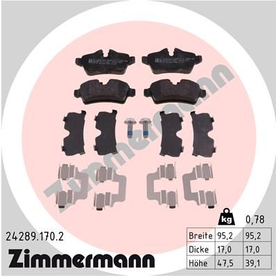 ZIMMERMANN Комплект тормозных колодок, дисковый тормоз 24289.170.2