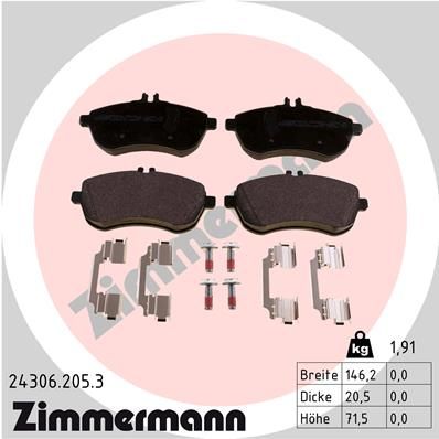 ZIMMERMANN Комплект тормозных колодок, дисковый тормоз 24306.205.3