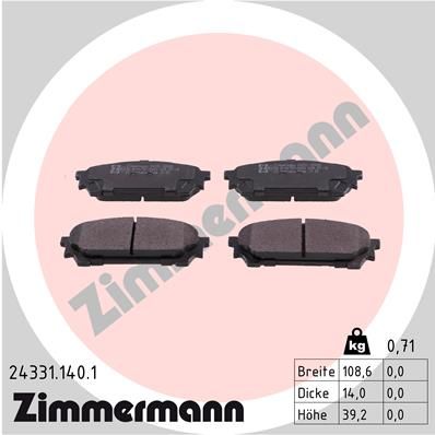 ZIMMERMANN stabdžių trinkelių rinkinys, diskinis stabdys 24331.140.1