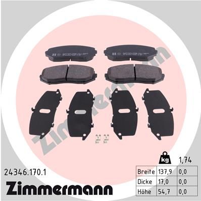 ZIMMERMANN Комплект тормозных колодок, дисковый тормоз 24346.170.1