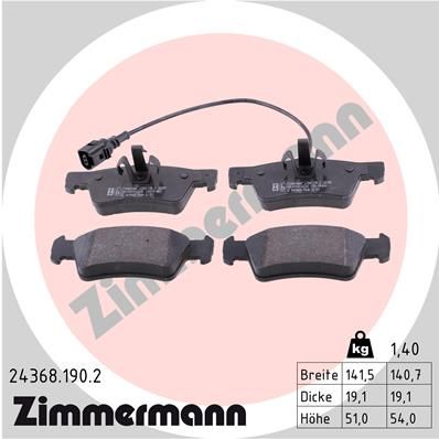 ZIMMERMANN Комплект тормозных колодок, дисковый тормоз 24368.190.2