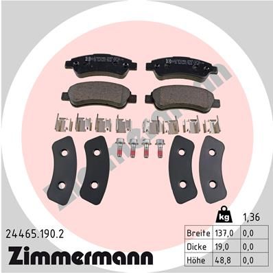 ZIMMERMANN Комплект тормозных колодок, дисковый тормоз 24465.190.2