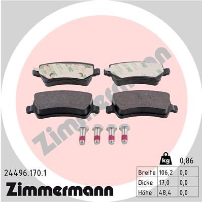 ZIMMERMANN Комплект тормозных колодок, дисковый тормоз 24496.170.1