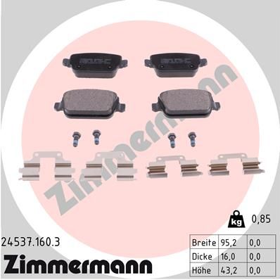 ZIMMERMANN Комплект тормозных колодок, дисковый тормоз 24537.160.3