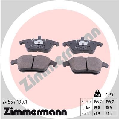 ZIMMERMANN Комплект тормозных колодок, дисковый тормоз 24557.190.1