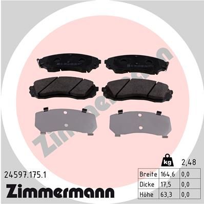 ZIMMERMANN Комплект тормозных колодок, дисковый тормоз 24597.175.1