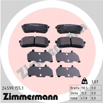 ZIMMERMANN Комплект тормозных колодок, дисковый тормоз 24599.155.1