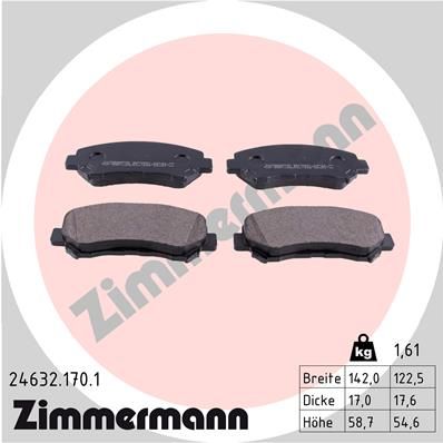 ZIMMERMANN Комплект тормозных колодок, дисковый тормоз 24632.170.1
