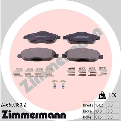 ZIMMERMANN Комплект тормозных колодок, дисковый тормоз 24660.180.2