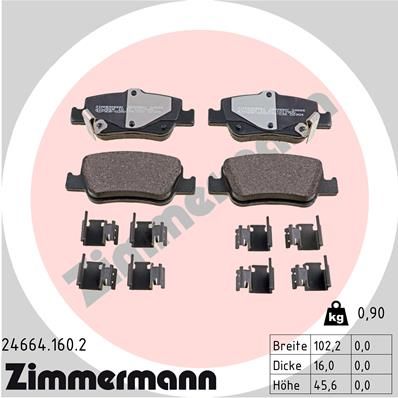 ZIMMERMANN Комплект тормозных колодок, дисковый тормоз 24664.160.2