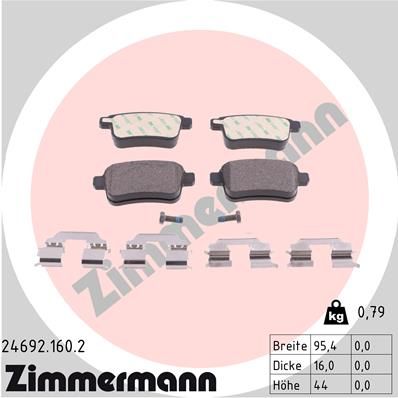 ZIMMERMANN Комплект тормозных колодок, дисковый тормоз 24692.160.2