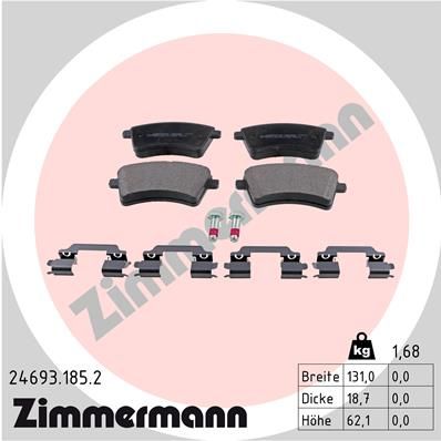 ZIMMERMANN stabdžių trinkelių rinkinys, diskinis stabdys 24693.185.2