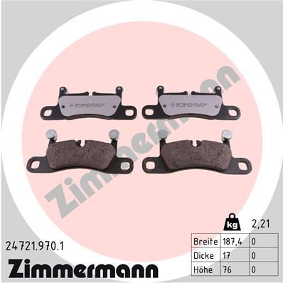 ZIMMERMANN Комплект тормозных колодок, дисковый тормоз 24721.970.1