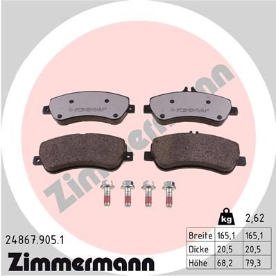 ZIMMERMANN stabdžių trinkelių rinkinys, diskinis stabdys 24867.905.1