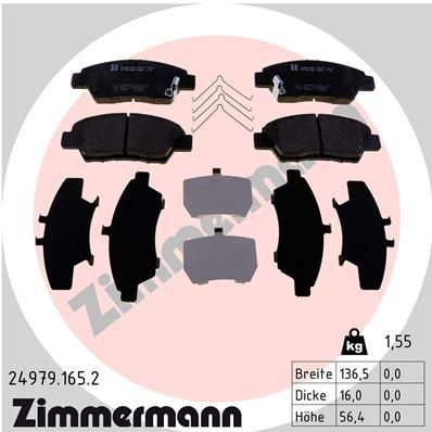 ZIMMERMANN stabdžių trinkelių rinkinys, diskinis stabdys 24979.165.2