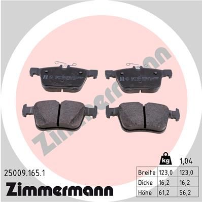 ZIMMERMANN Комплект тормозных колодок, дисковый тормоз 25009.165.1