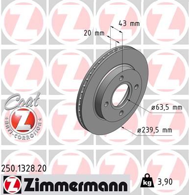 ZIMMERMANN stabdžių diskas 250.1328.20