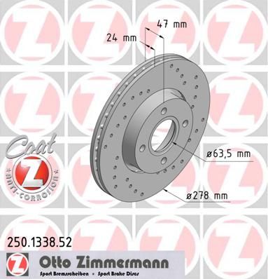 ZIMMERMANN stabdžių diskas 250.1338.52