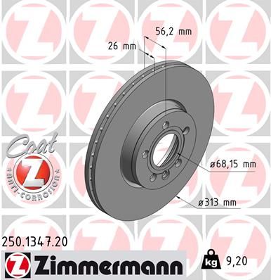 ZIMMERMANN stabdžių diskas 250.1347.20