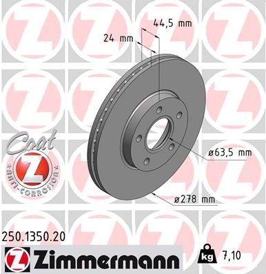 ZIMMERMANN Тормозной диск 250.1350.20