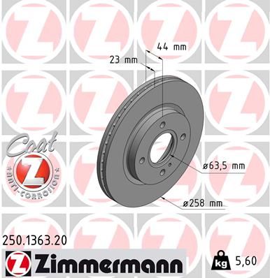 ZIMMERMANN stabdžių diskas 250.1363.20