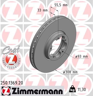 ZIMMERMANN stabdžių diskas 250.1369.20