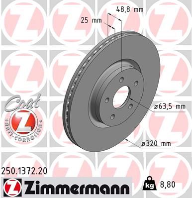 ZIMMERMANN stabdžių diskas 250.1372.20