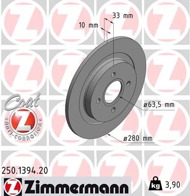 ZIMMERMANN Тормозной диск 250.1394.20