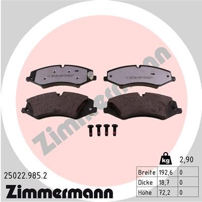 ZIMMERMANN Комплект тормозных колодок, дисковый тормоз 25022.985.2